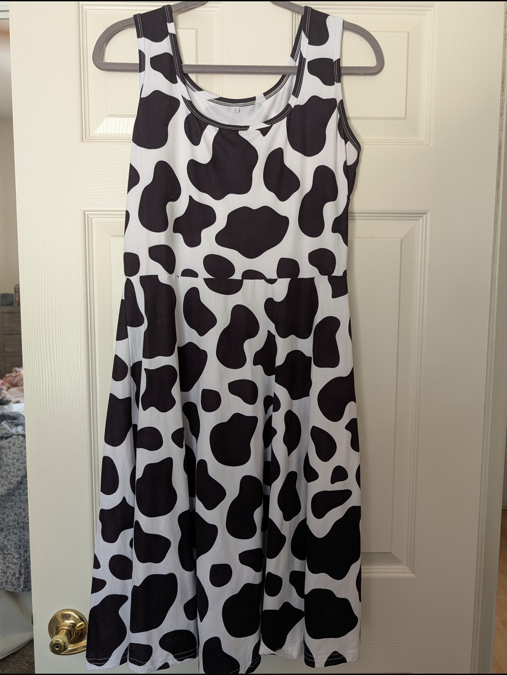 Black and White Cow Print Tank Dress